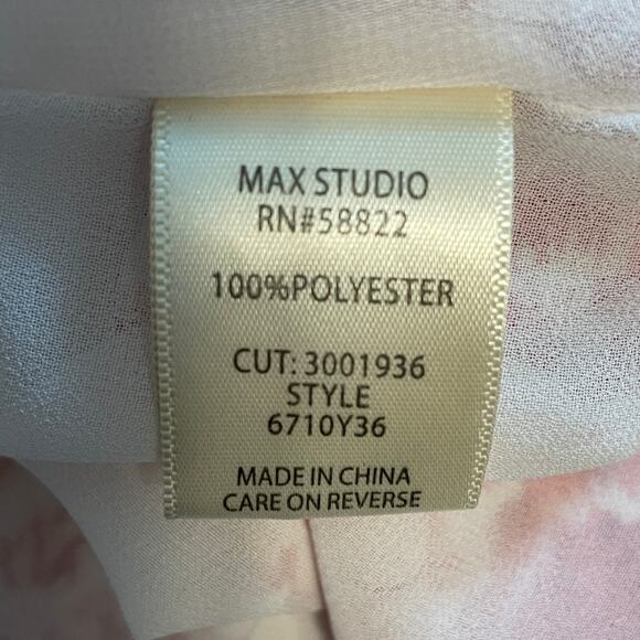 Max Studio Floral Sleeveless Top Womens Large White Maroon Blush Career Shell - Picture 7 of 9